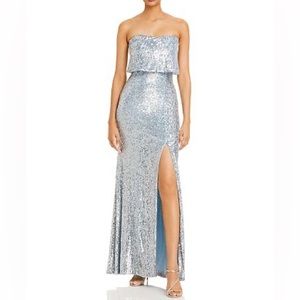 AQUA sequined strapless gown